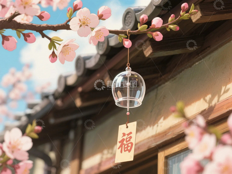 高清大图下载【趣麦麦图】日漫海滩枝头的风铃04