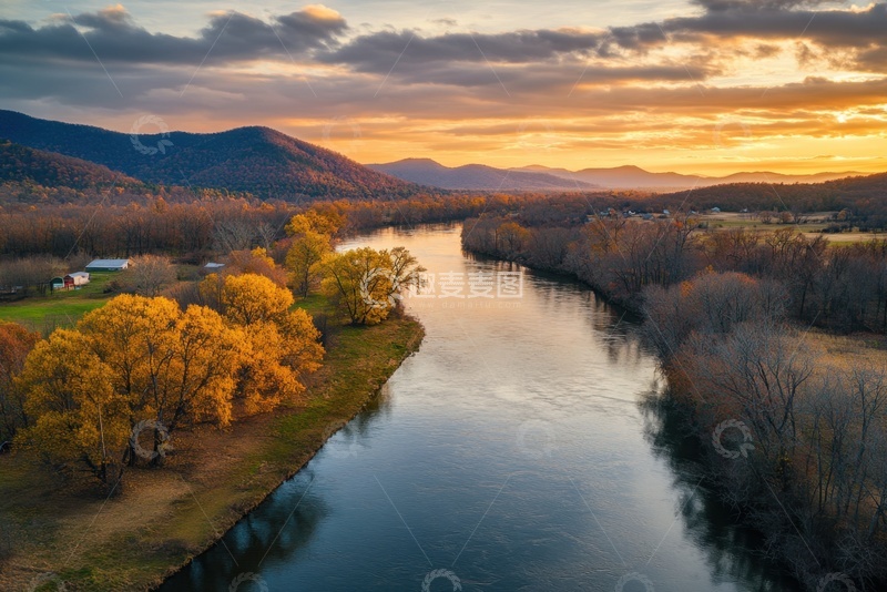 高清大图下载【趣麦麦图】河道两岸自然美景
