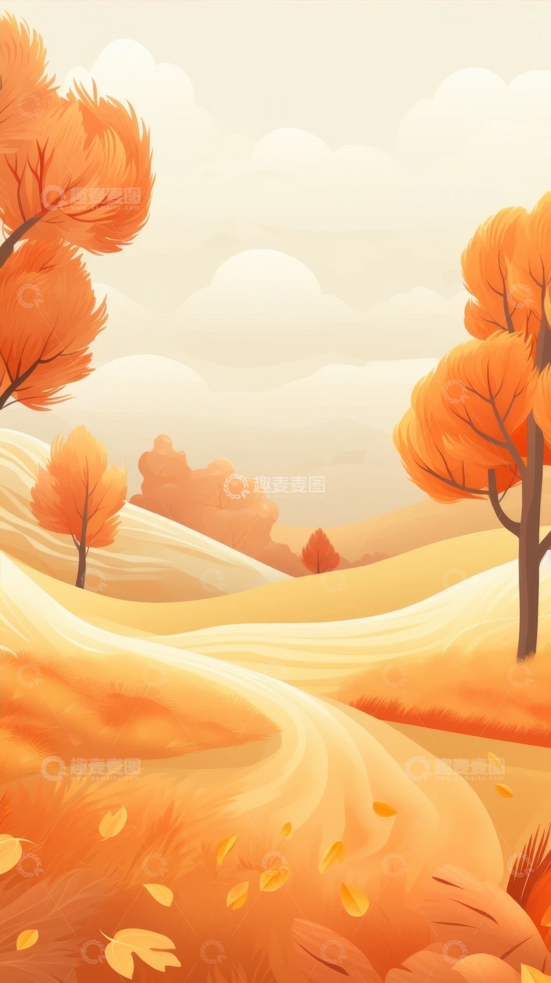 高清大图下载【趣麦麦图】手绘简约树木边框背景