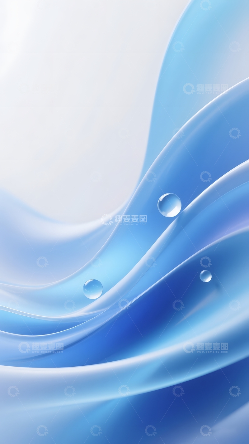 高清大图下载【趣麦麦图】蓝色气泡半透明流动材质背景