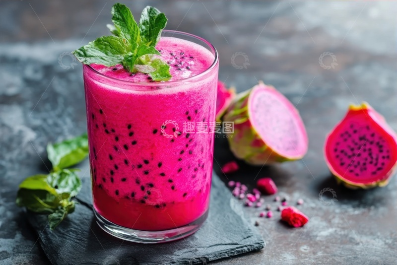 高清大图下载【趣麦麦图】鲜榨火龙果果汁