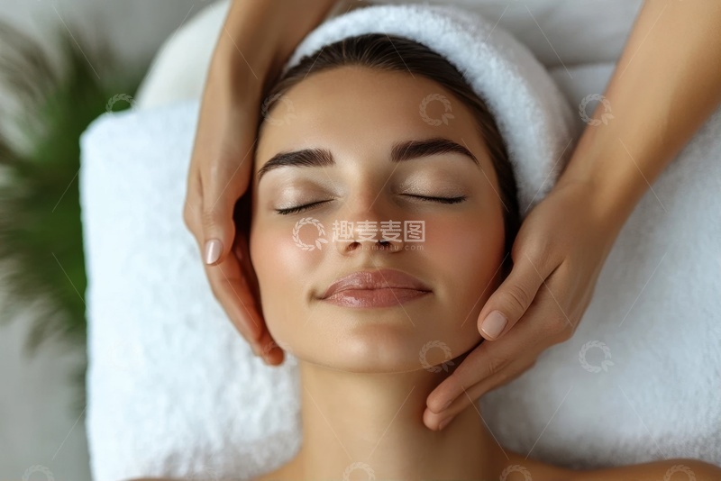 高清大图下载【趣麦麦图】躺着做脸部按摩的女士