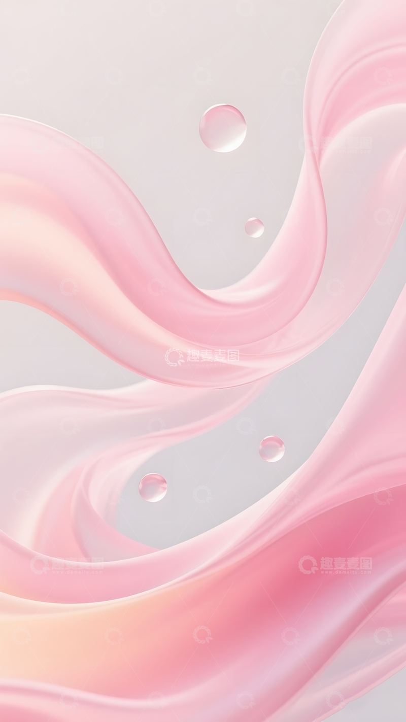 高清大图下载【趣麦麦图】红色抽象半透明流动背景