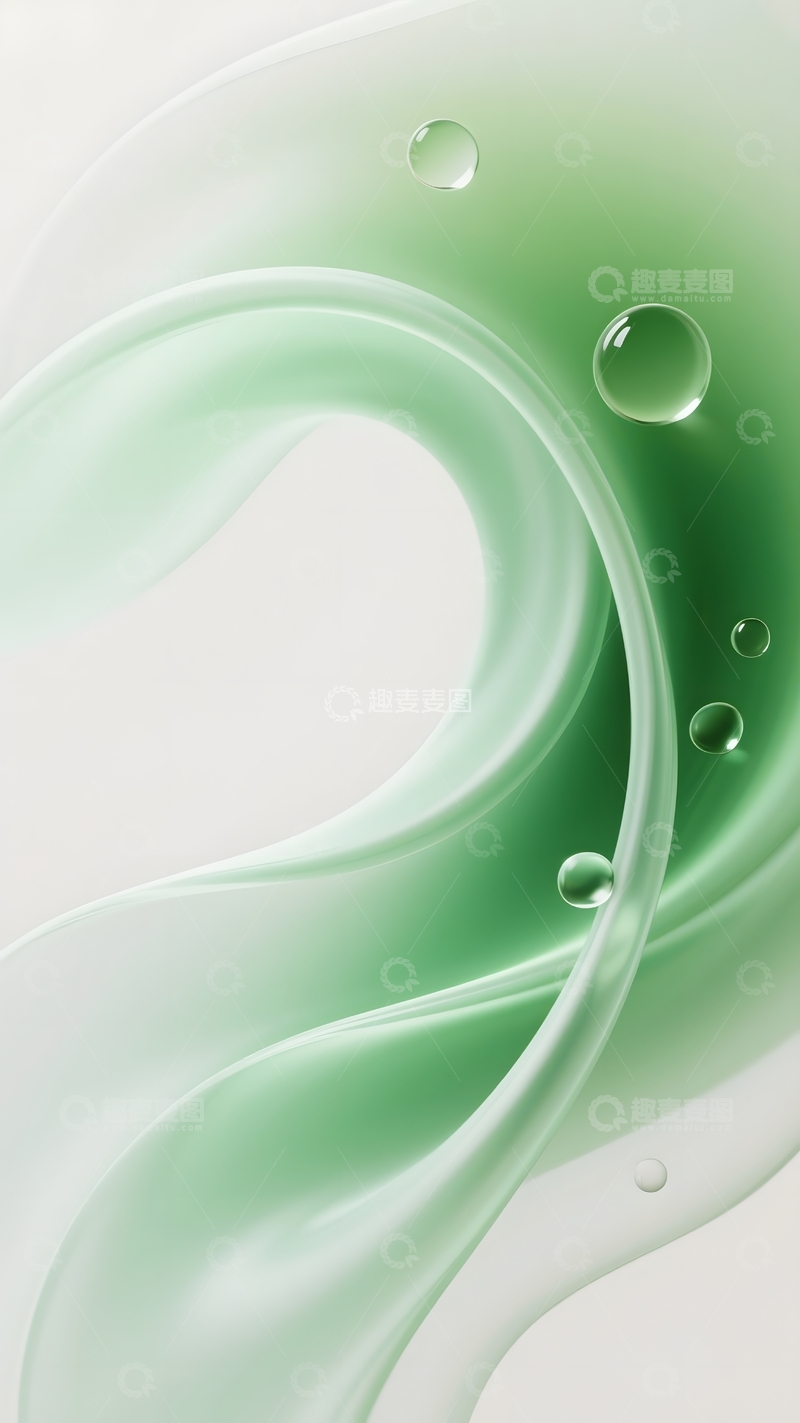 高清大图下载【趣麦麦图】绿色半透明气泡流动背景