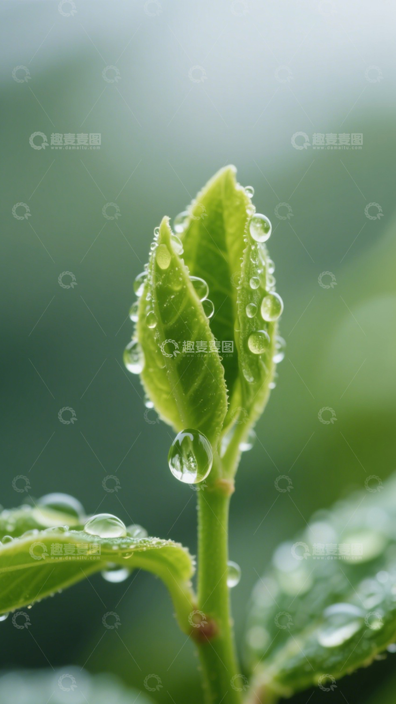 高清大图下载【趣麦麦图】新芽露珠竹林幽径宁静1