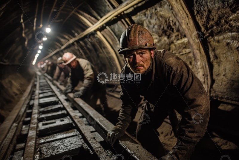 高清大图下载【趣麦麦图】矿井里挖矿的矿工