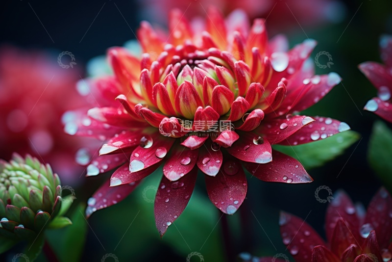 高清大图下载【趣麦麦图】大红色菊花花卉