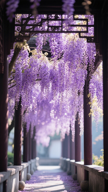 紫藤花廊浪漫梦幻诗意1