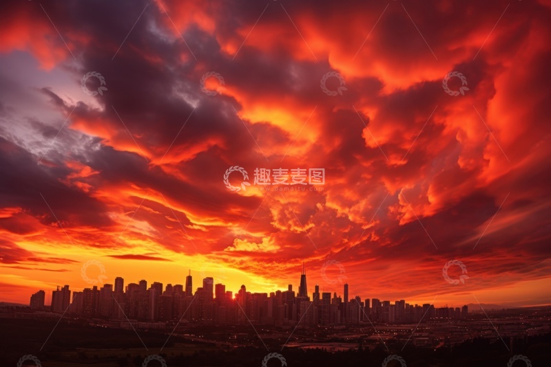 高清大图下载【趣麦麦图】天空中的火烧云自然美景