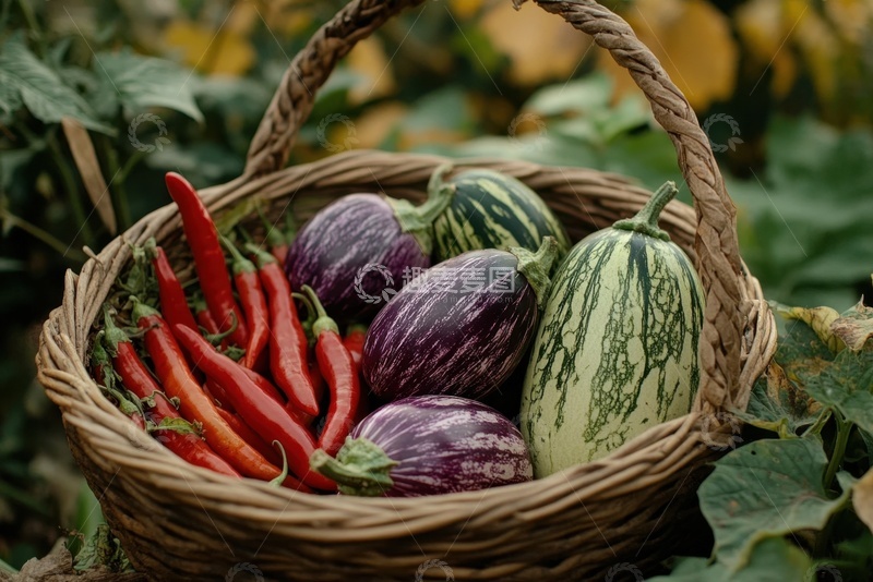 高清大图下载【趣麦麦图】一篮子蔬菜辣椒瓜果
