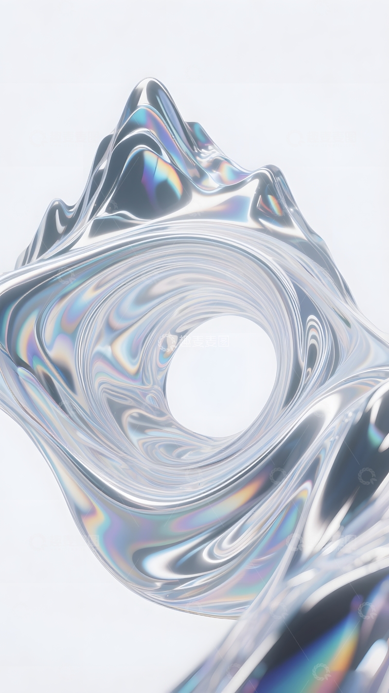 高清大图下载【趣麦麦图】银色中式山水镭射科技背景