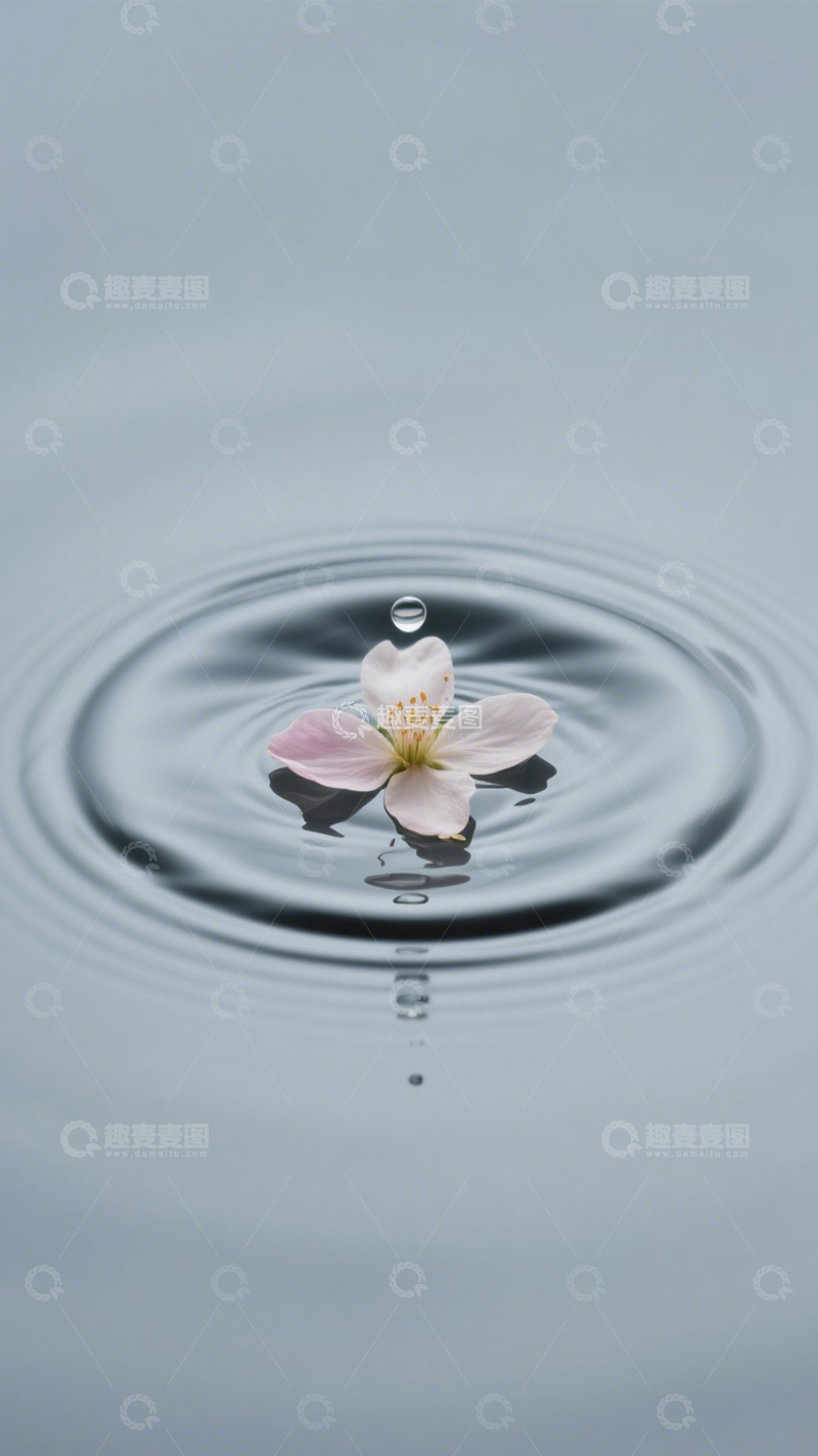 高清大图下载【趣麦麦图】落花静水宁静诗意治愈