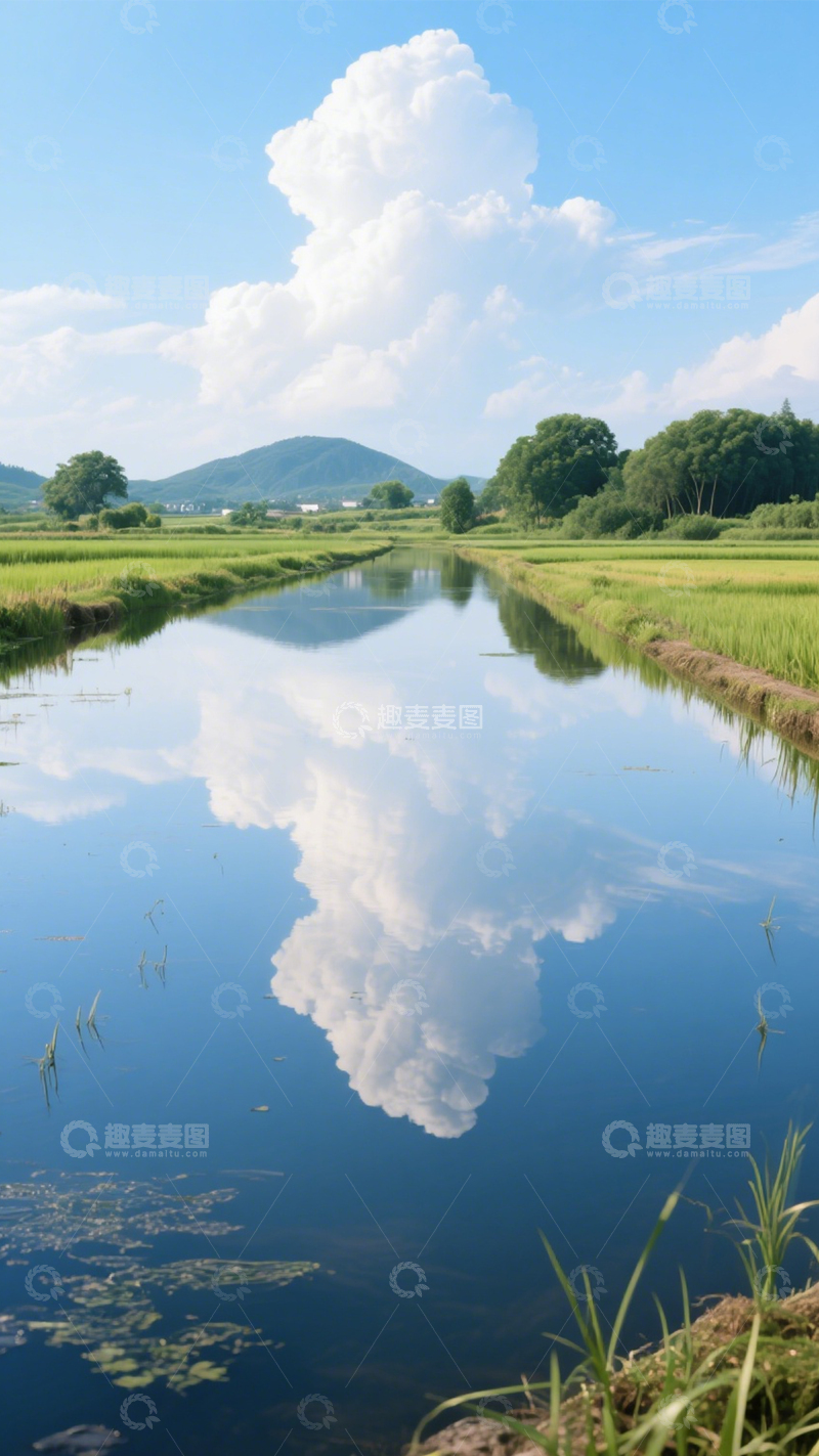 高清大图下载【趣麦麦图】田园倒影乡村宁静美好1