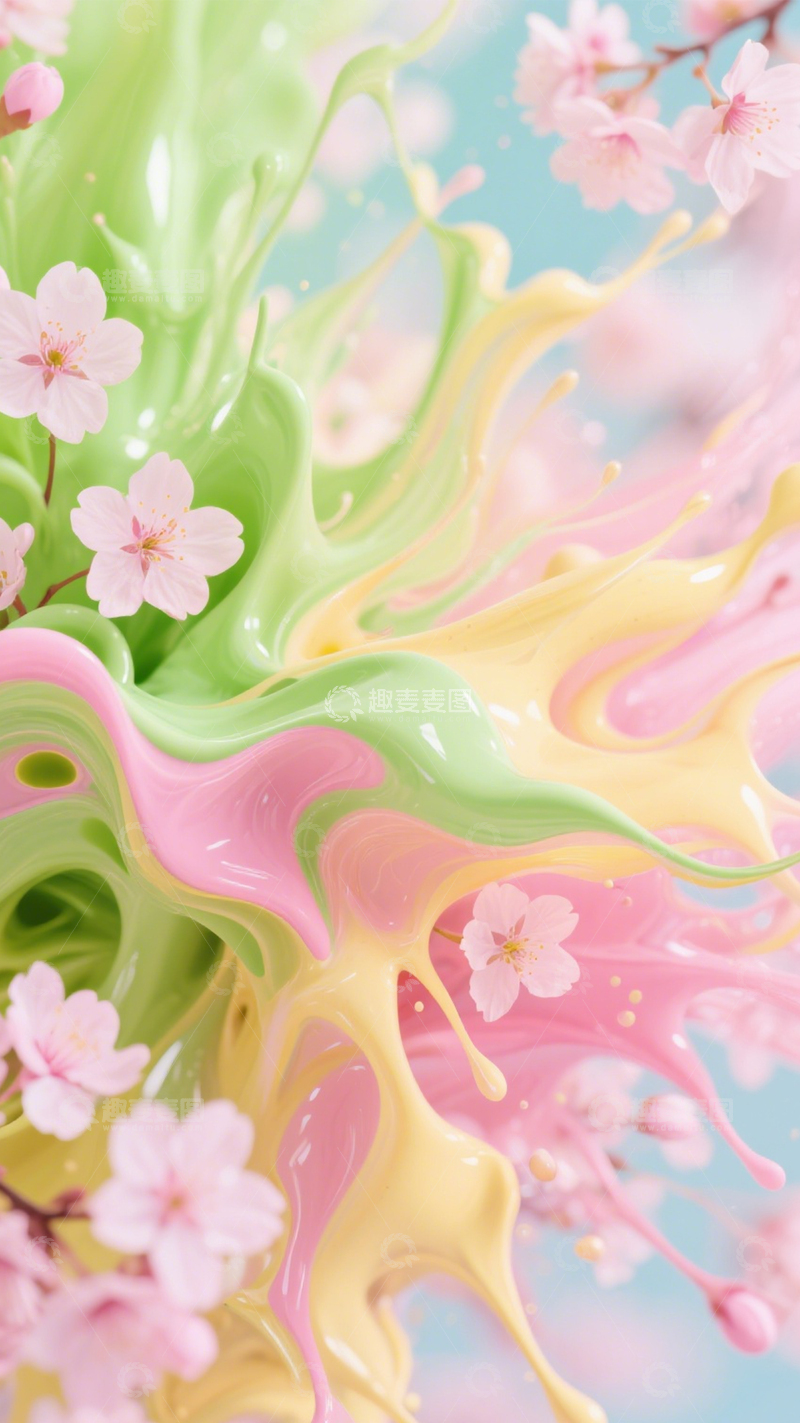 高清大图下载【趣麦麦图】樱花彩溅创意浪漫活力