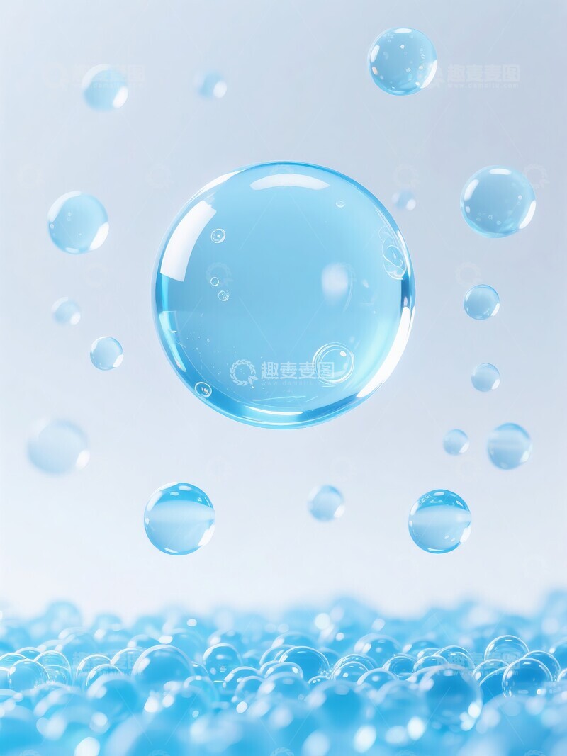 高清大图下载【趣麦麦图】-蓝色水滴悬浮空中