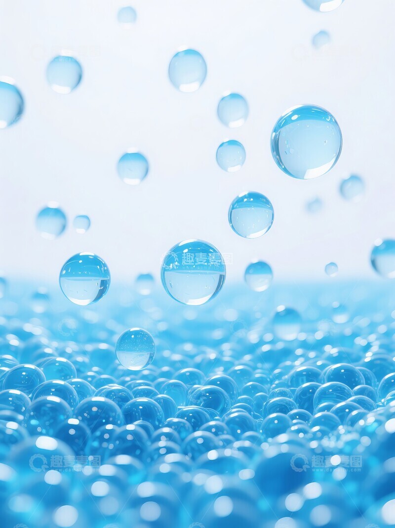 高清大图下载【趣麦麦图】蓝色水珠与气泡的微观世界