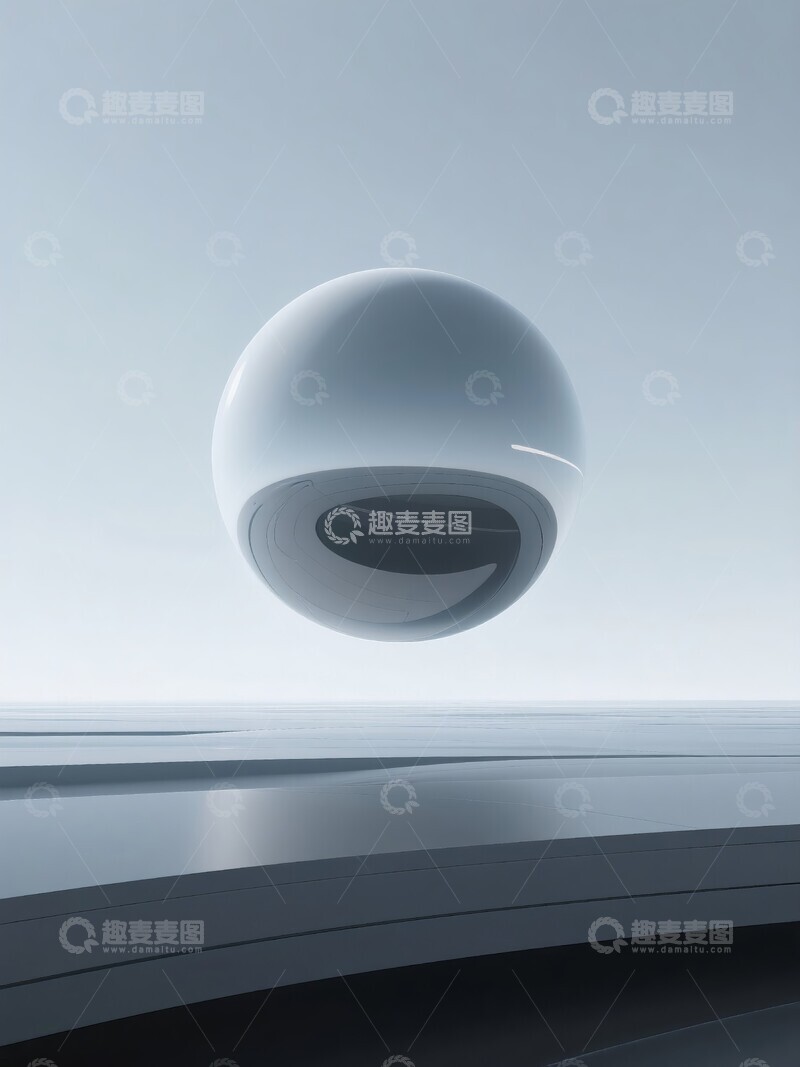 高清大图下载【趣麦麦图】-悬浮球体与渐变科技背景