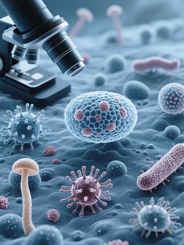 显微镜下的病毒细菌观察