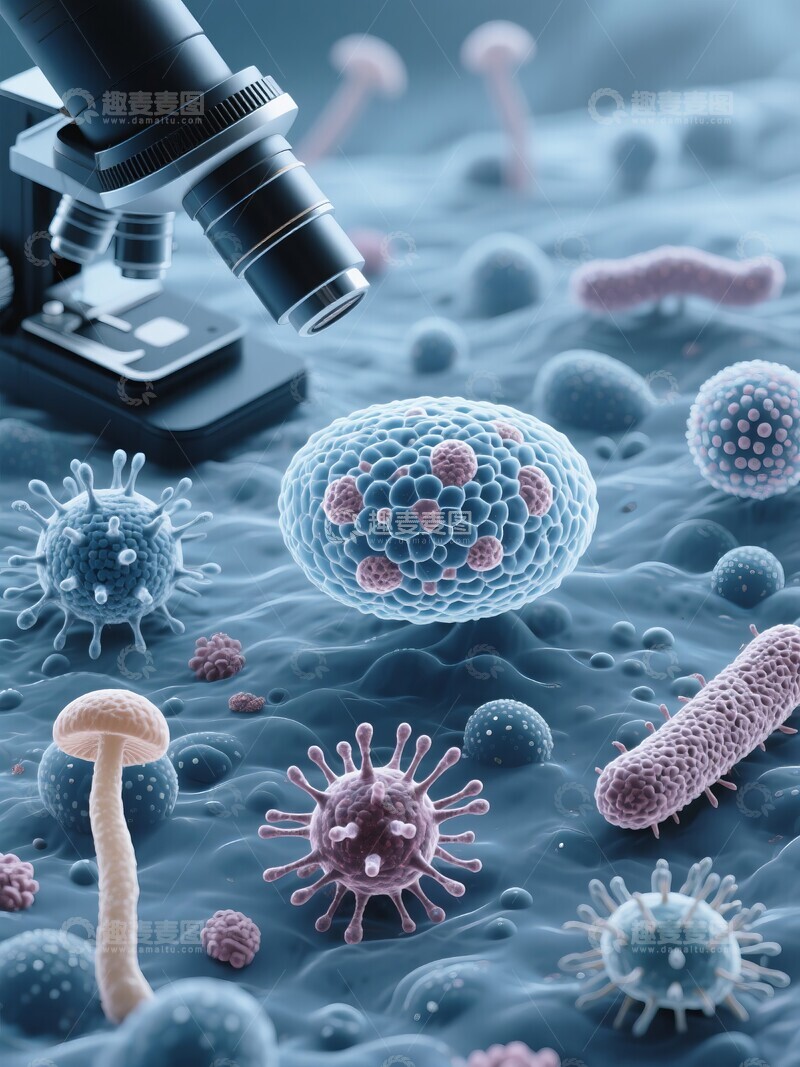 高清大图下载【趣麦麦图】显微镜下的病毒细菌观察
