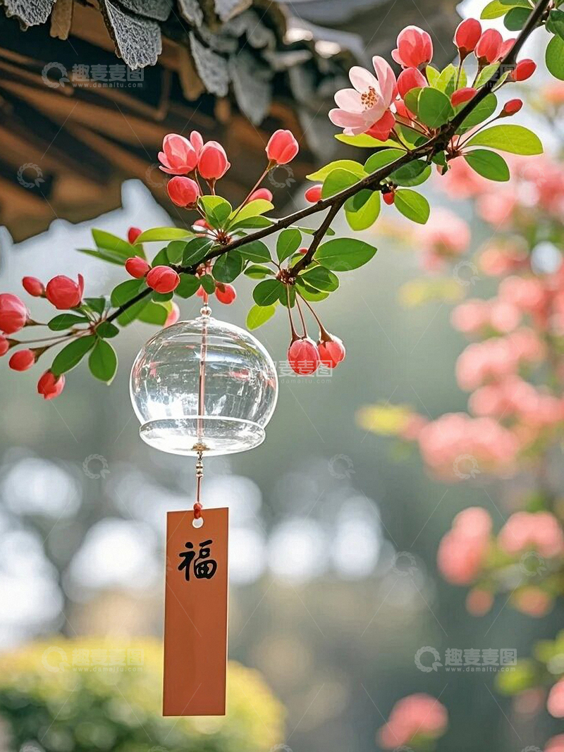 高清大图下载【趣麦麦图】春日风铃寄福01