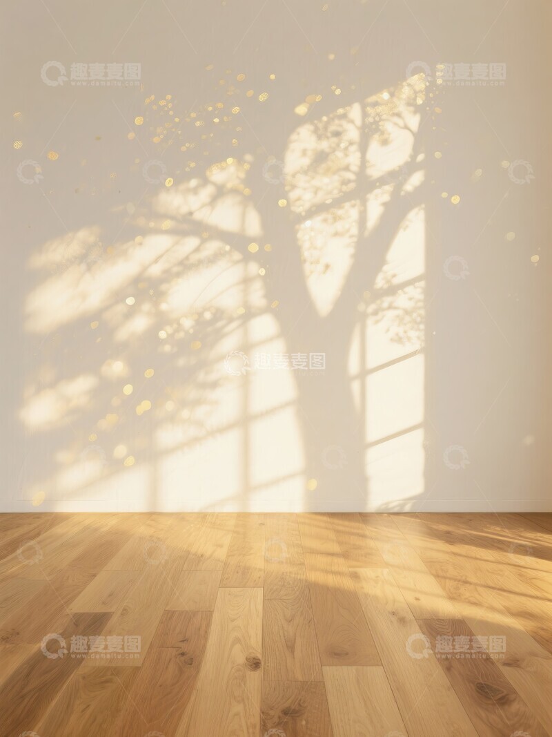 高清大图下载【趣麦麦图】阳光透过窗户洒在木质地板上的房间