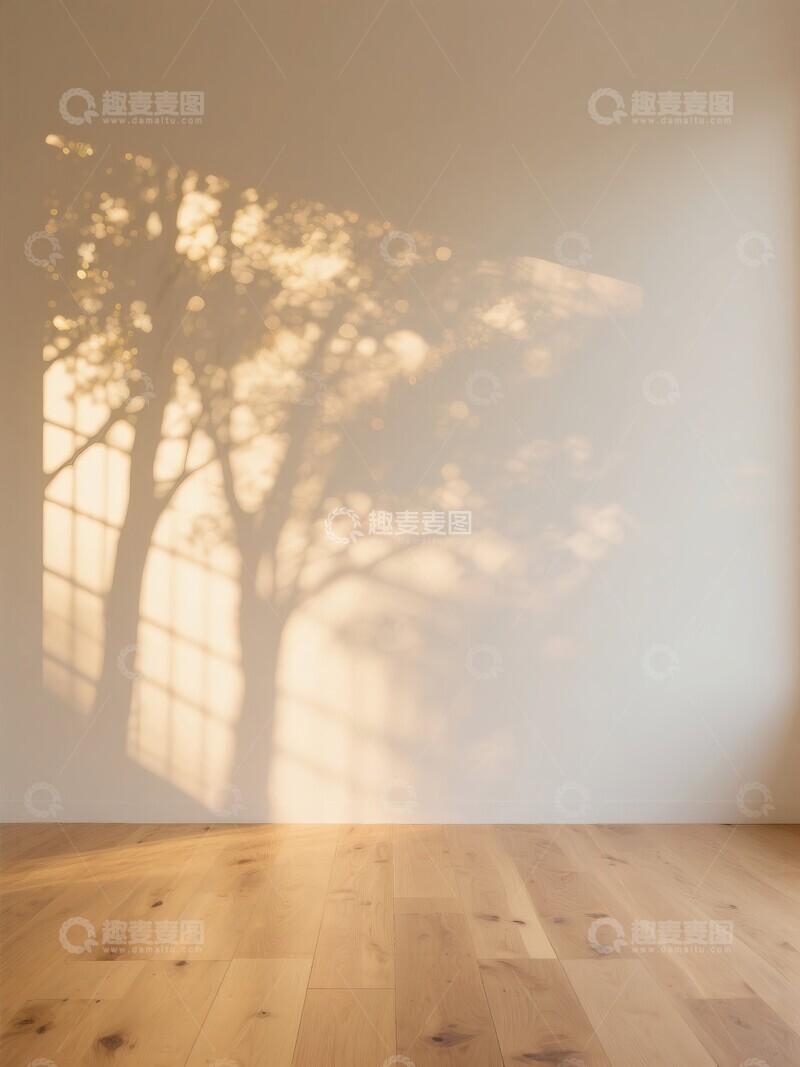 高清大图下载【趣麦麦图】阳光透过窗户映在木质地板上的房间