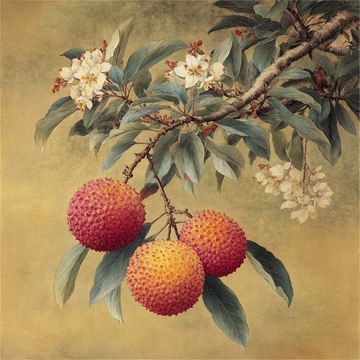 古风荔枝花果图