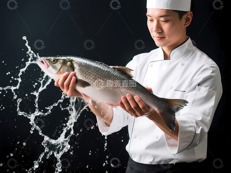 高清大图下载【趣麦麦图】鲜活鱼宰杀厨师