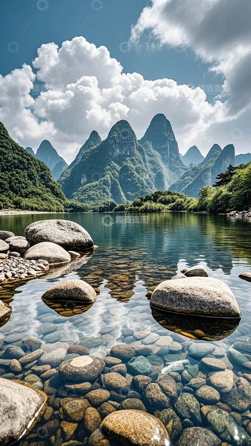 高清大图下载【趣麦麦图】清澈湖面倒映群山02