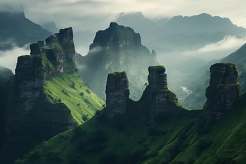 大山里耸立的石柱