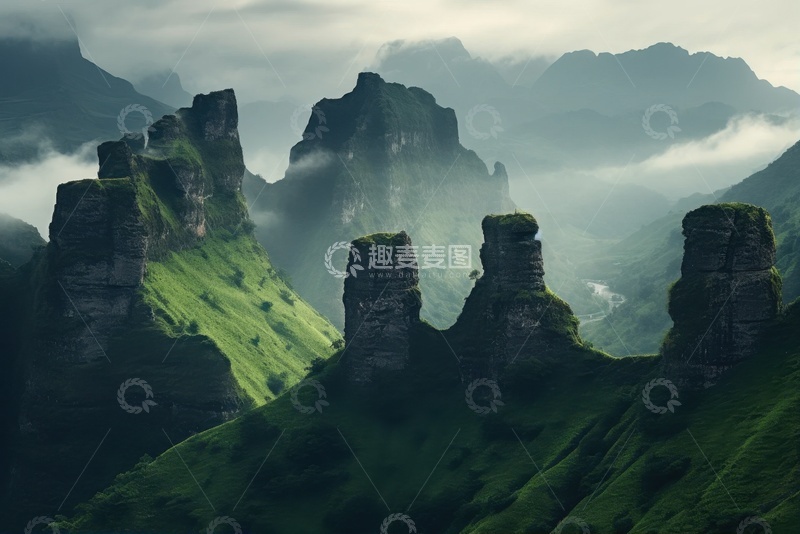 高清大图下载【趣麦麦图】大山里耸立的石柱