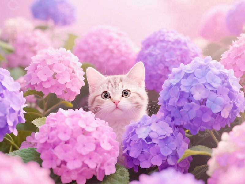 高清大图下载【趣麦麦图】花丛中的小猫咪3