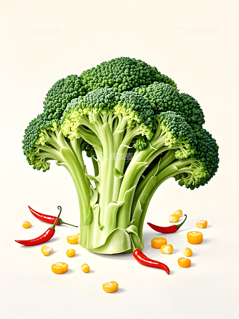 高清大图下载【趣麦麦图】西兰花写实插画