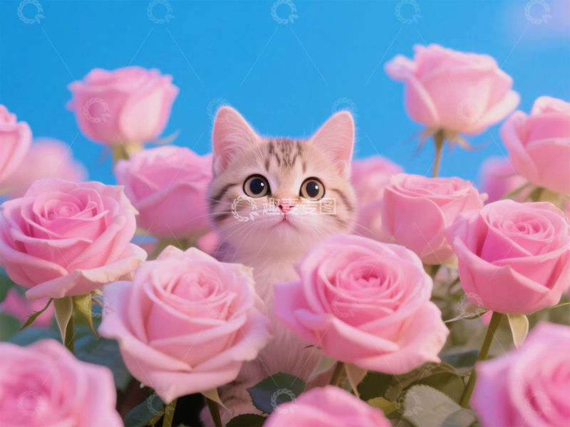 高清大图下载【趣麦麦图】花丛中的小猫咪1