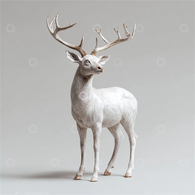 高清大图下载【趣麦麦图】极简风格中的白鹿雕塑  