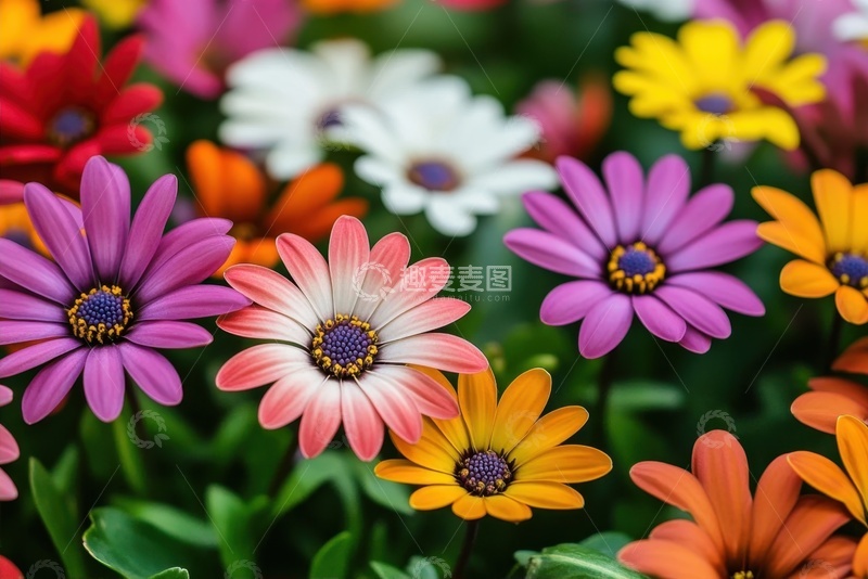 高清大图下载【趣麦麦图】五颜六色的菊花花丛