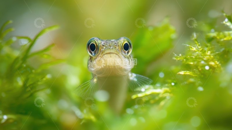 高清大图下载【趣麦麦图】水草里的一只大眼睛鱼