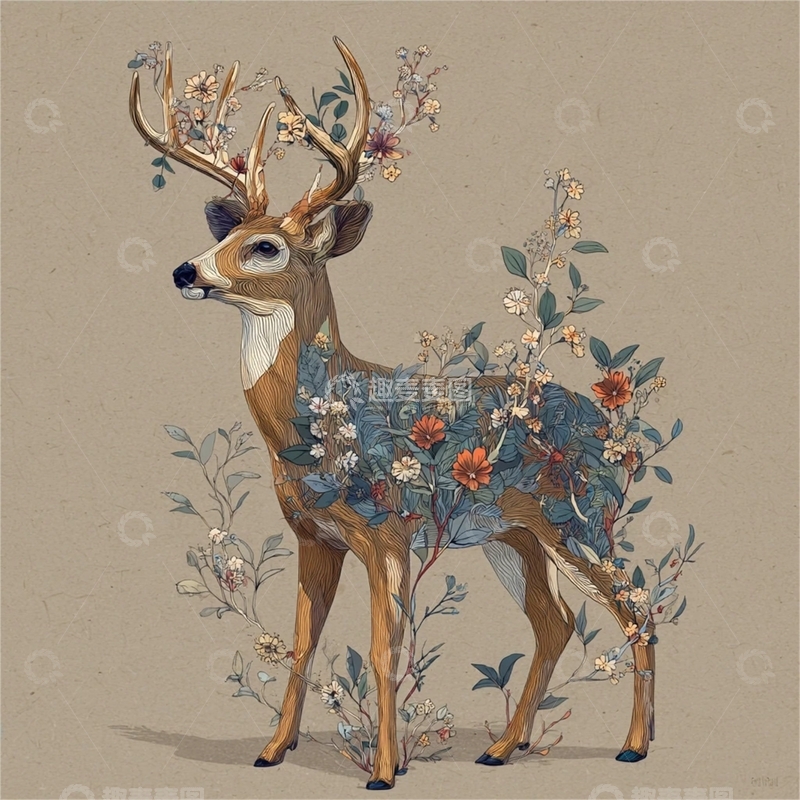 高清大图下载【趣麦麦图】花鸟相伴的奇幻动物