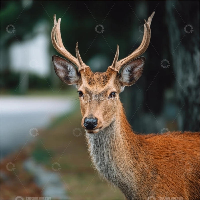高清大图下载【趣麦麦图】森林中的雄鹿 