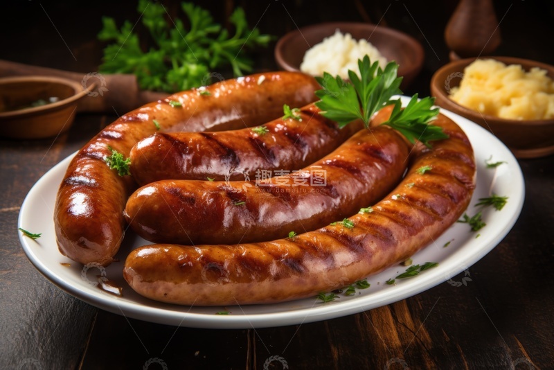 高清大图下载【趣麦麦图】一盘美味的烤火腿肠