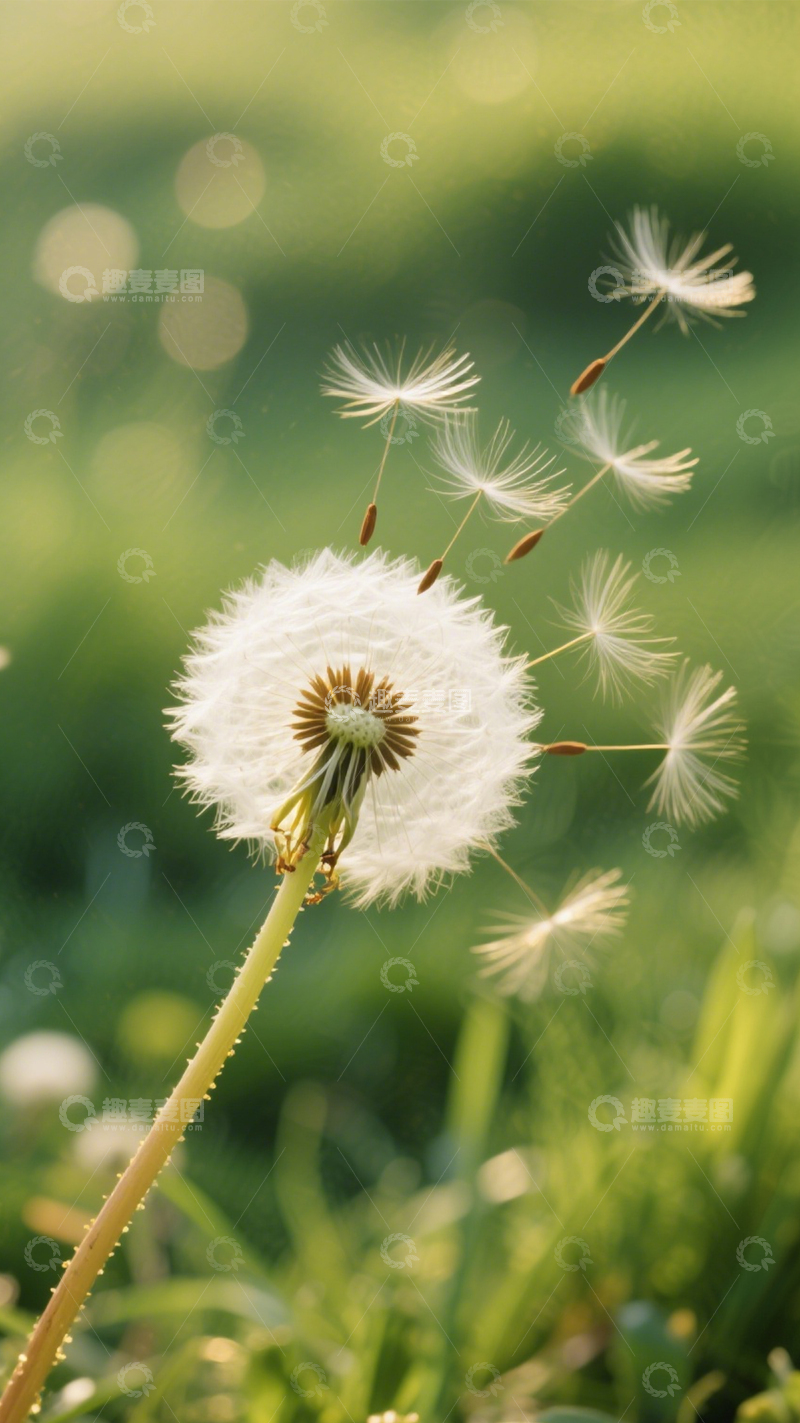 高清大图下载【趣麦麦图】蒲公英飘散清新治愈风景
