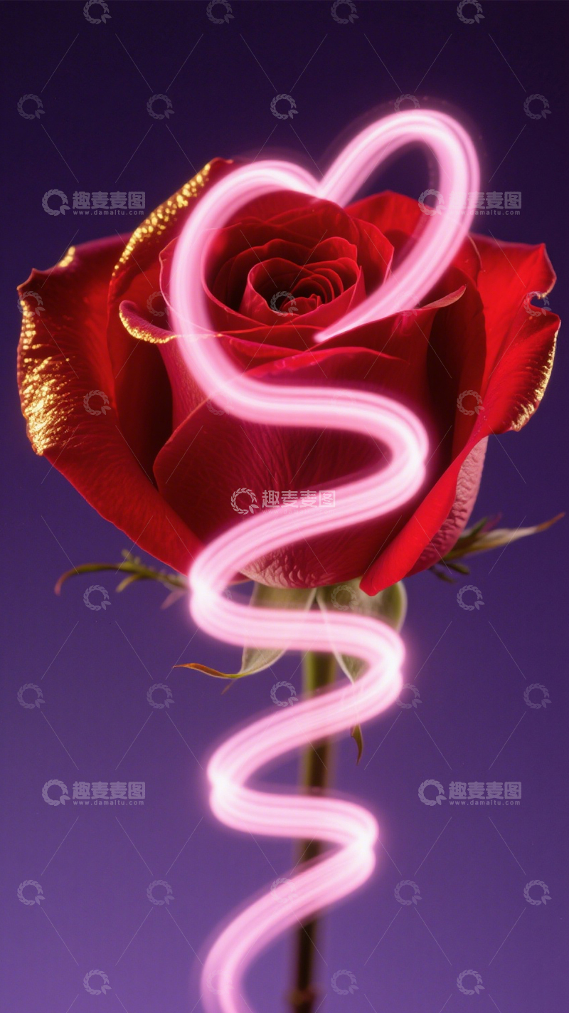 高清大图下载【趣麦麦图】红玫瑰光绘热烈浪漫爱情