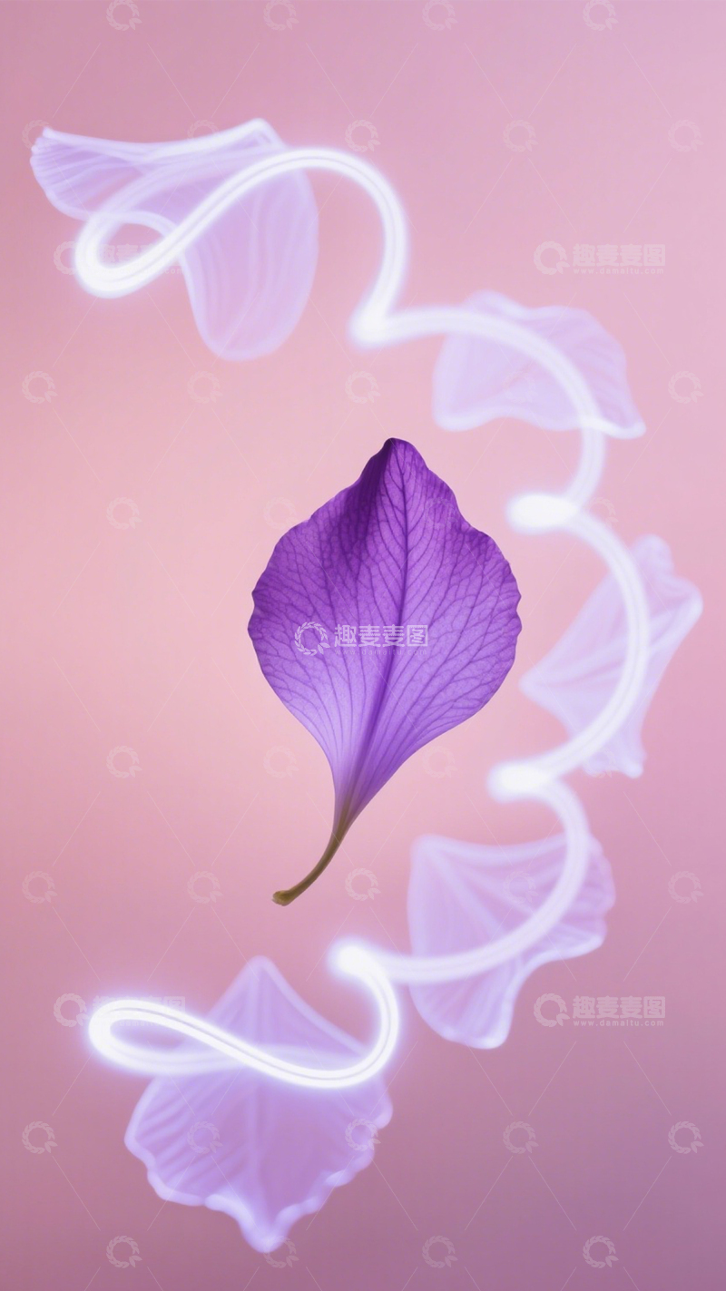高清大图下载【趣麦麦图】紫花瓣光绘浪漫创意艺术1