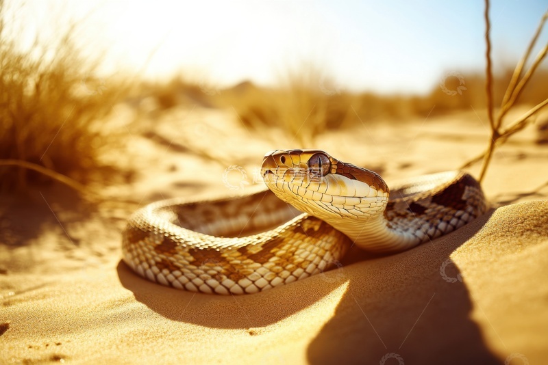 高清大图下载【趣麦麦图】沙漠荒地里的一条蛇