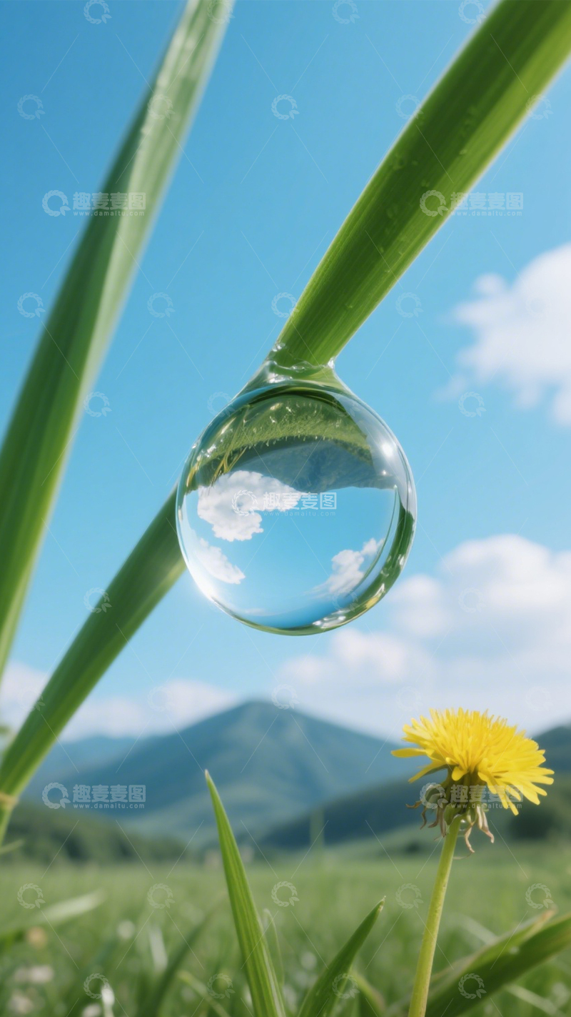 高清大图下载【趣麦麦图】露珠倒影微观梦幻风景1