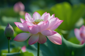 盛开的千瓣荷花花朵