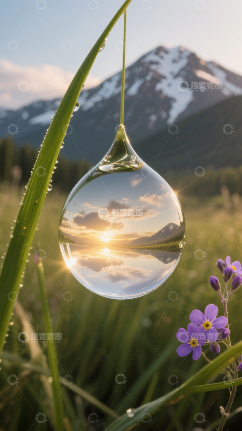高清大图下载【趣麦麦图】露珠倒影微观梦幻风景
