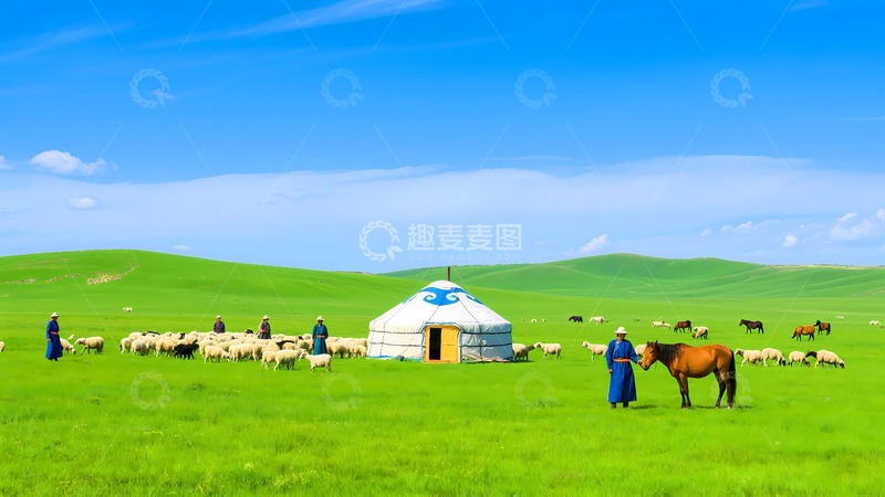 高清大图下载【趣麦麦图】草原蒙古包风景