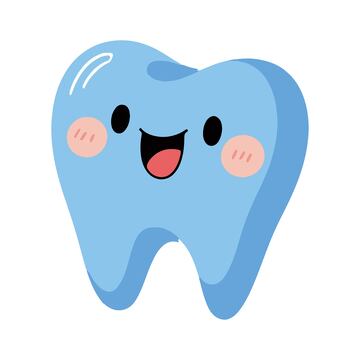 蓝色牙齿可爱拟人牙齿