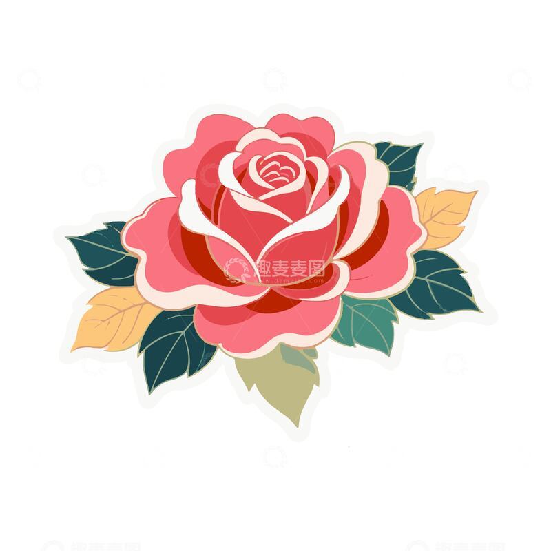 源文件下载【趣麦麦图】玫瑰花矢量插画